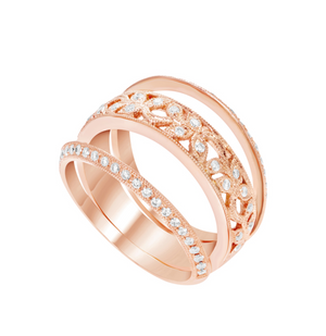 Knife Edge One-Sided Diamond Stack Band in White, Yellow or Rose Gold - Talisman Collection Fine Jewelers