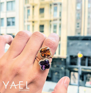 Amethyst Flower and Diamond Ring by Yael - Rose Gold - Talisman Collection Fine Jewelers