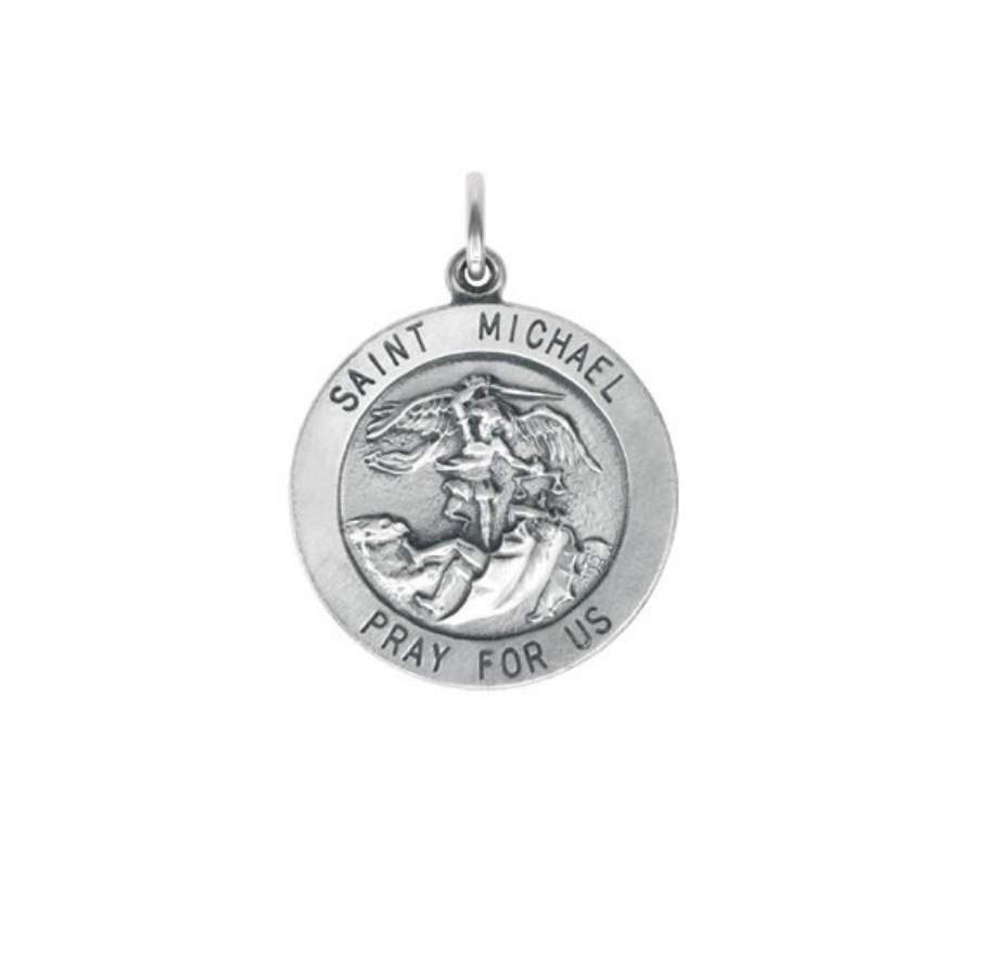 St michael 14k 2024 white gold pendant