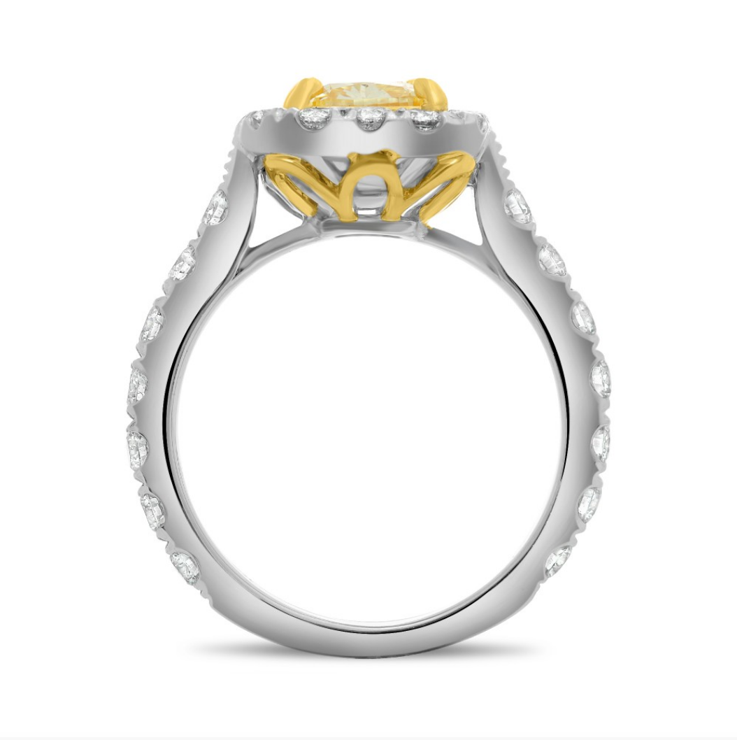 Two-Tone Cushion Cut Yellow Diamond Ring - Talisman Collection Fine Jewelers