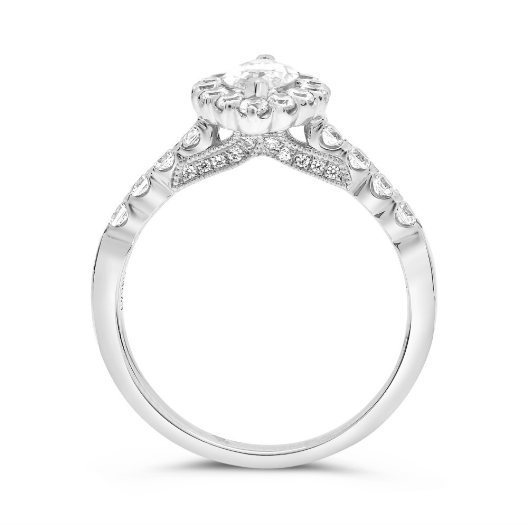 Marquise Diamond Halo Ring in White, Yellow or Rose Gold - Talisman Collection Fine Jewelers