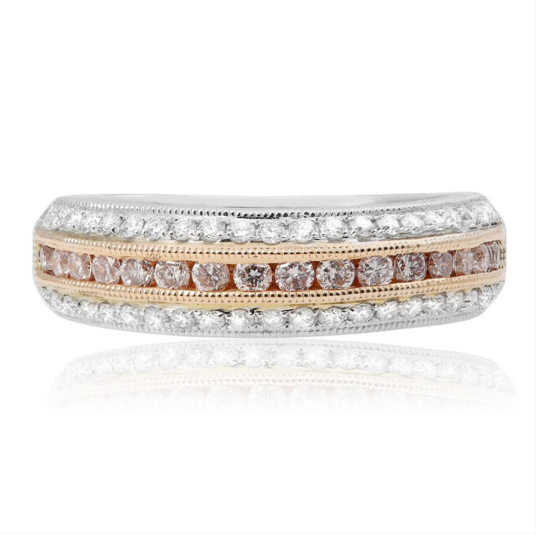 Two-Tone Gold, Pink and White Diamond Band - Talisman Collection Fine Jewelers
