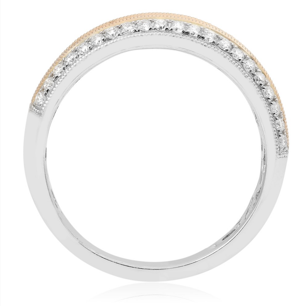 Two-Tone Gold, Pink and White Diamond Band - Talisman Collection Fine Jewelers