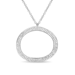 Diamond Pave Oval Necklace in White, Yellow or Rose Gold - Talisman Collection Fine Jewelers