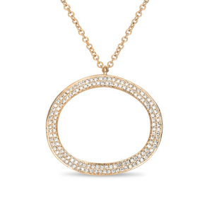 Diamond Pave Oval Necklace in White, Yellow or Rose Gold - Talisman Collection Fine Jewelers