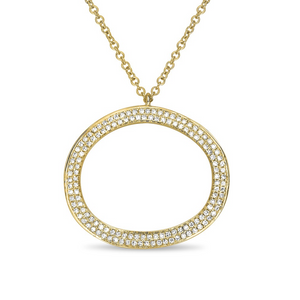 Diamond Pave Oval Necklace in White, Yellow or Rose Gold - Talisman Collection Fine Jewelers