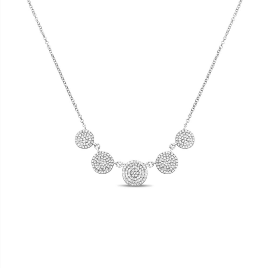 Diamond Five Circle Pave Necklace in White, Yellow or Rose Gold - Talisman Collection Fine Jewelers