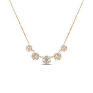 Diamond Five Circle Pave Necklace in White, Yellow or Rose Gold - Talisman Collection Fine Jewelers