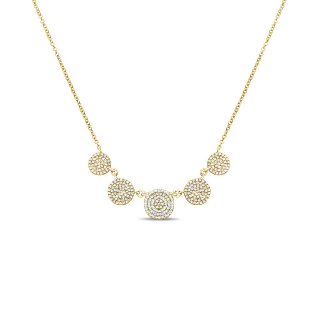 Diamond Five Circle Pave Necklace in White, Yellow or Rose Gold - Talisman Collection Fine Jewelers