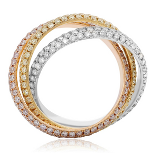 Tri-Color Diamond Interlocking Roll Ring - Talisman Collection Fine Jewelers