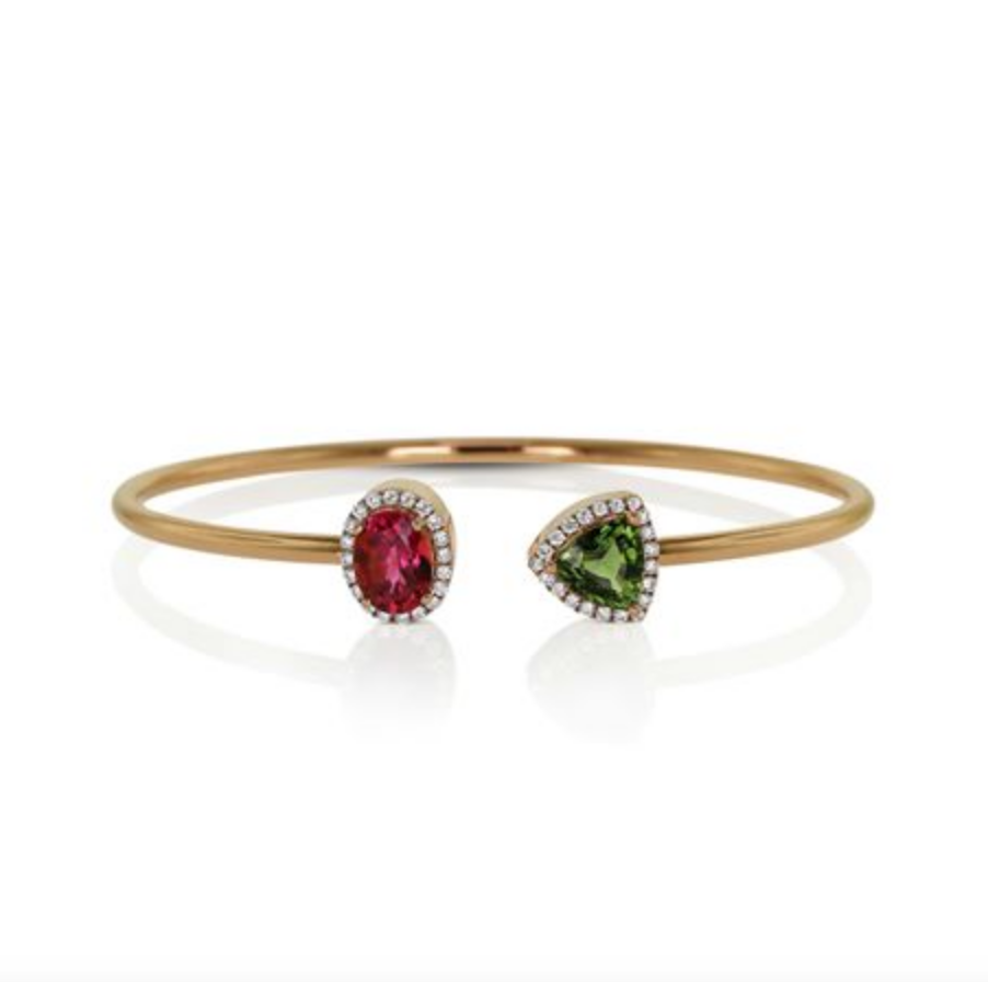 Pink Tourmaline, Green Tourmaline and Diamond Moi et Toi Bracelet by Yael - Talisman Collection Fine Jewelers