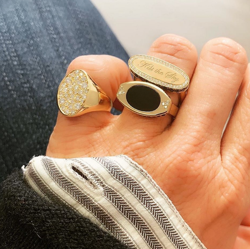 Scattered Pave Signet Ring – Lindsey Leigh Jewelry