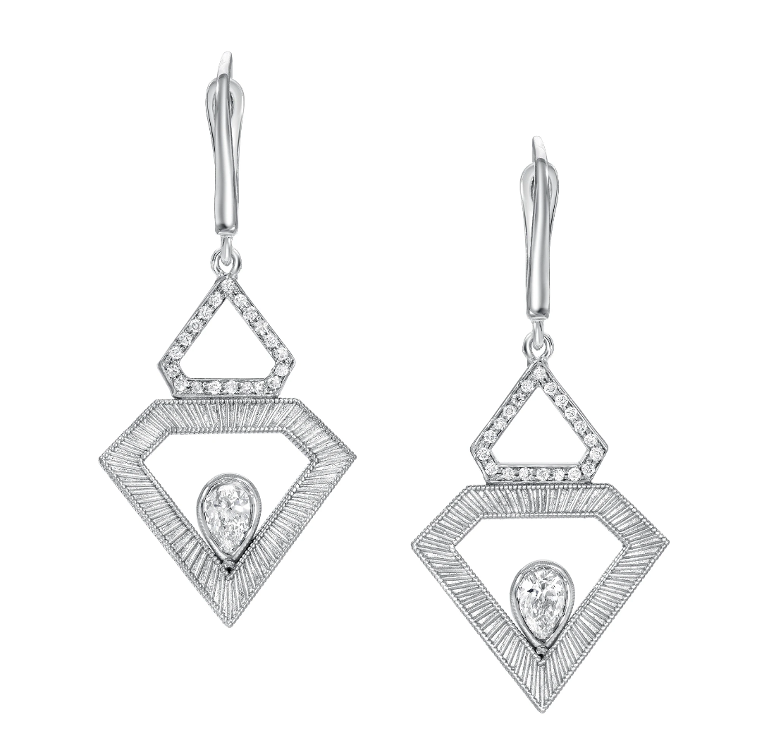 Diamond Pave Shield Earrings by Meredith Young - Talisman Collection Fine Jewelers