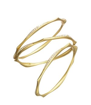 Diamond Wave Bangle Bracelets in 18k Gold by Anahita - Talisman Collection Fine Jewelers