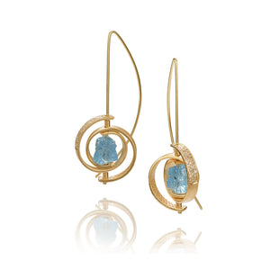 Ceres Spiral Aquamarine Earrings by Martha Seely - Talisman Collection Fine Jewelers