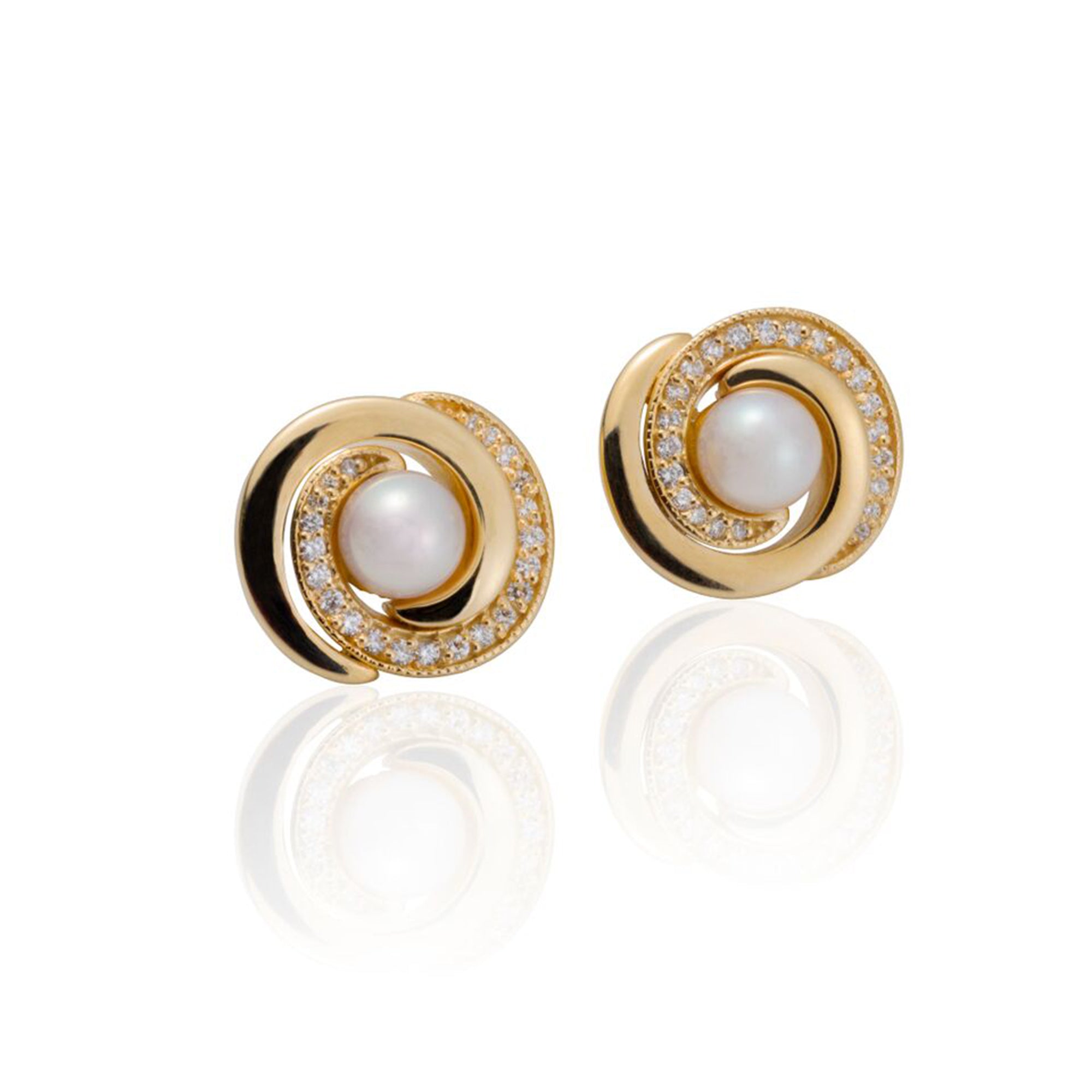 Double Spiral Akoya Pearl Stud Earrings by Martha Seely - Talisman Collection Fine Jewelers