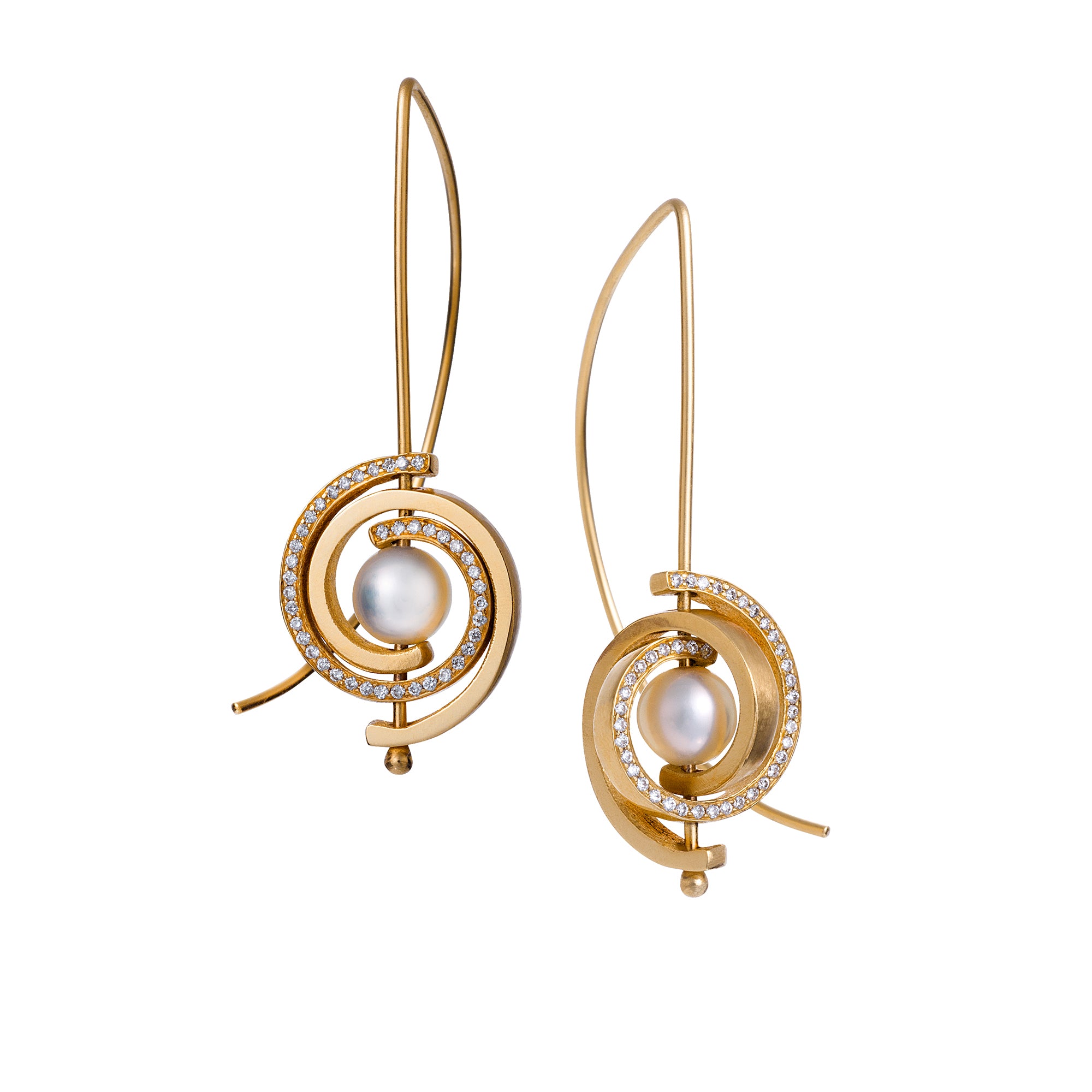Petite Gold and Diamond Spiral Earrings by Martha Seely - Talisman Collection Fine Jewelers