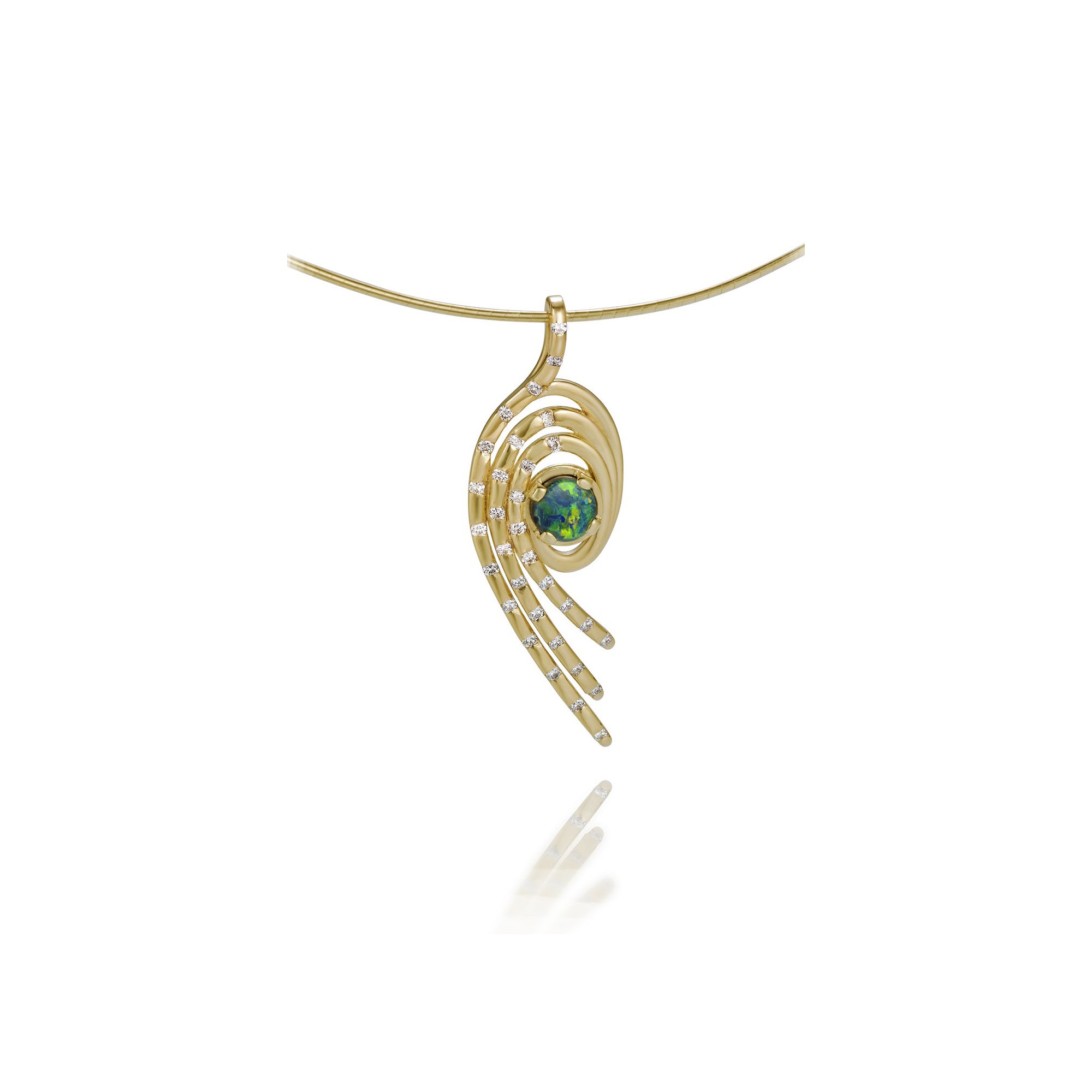 Open Spiral Black Opal Nebula Necklace by Martha Seely - Talisman Collection Fine Jewelers