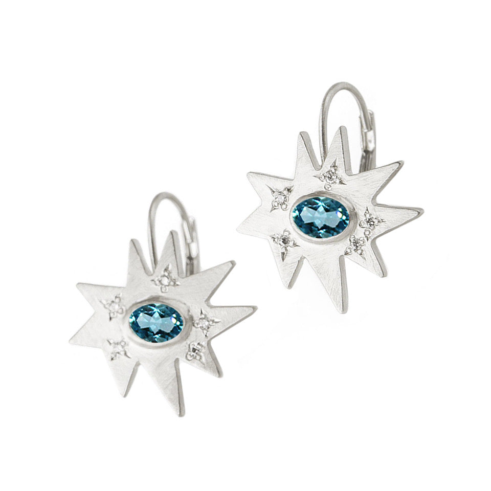 Swiss Blue Topaz Stellina Earrings in Sterling Silver