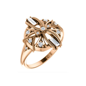Diamond Vintage-Inspired Ring in White, Yellow or Rose Gold - Talisman Collection Fine Jewelers