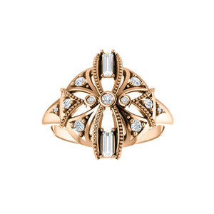 Diamond Vintage-Inspired Ring in White, Yellow or Rose Gold - Talisman Collection Fine Jewelers