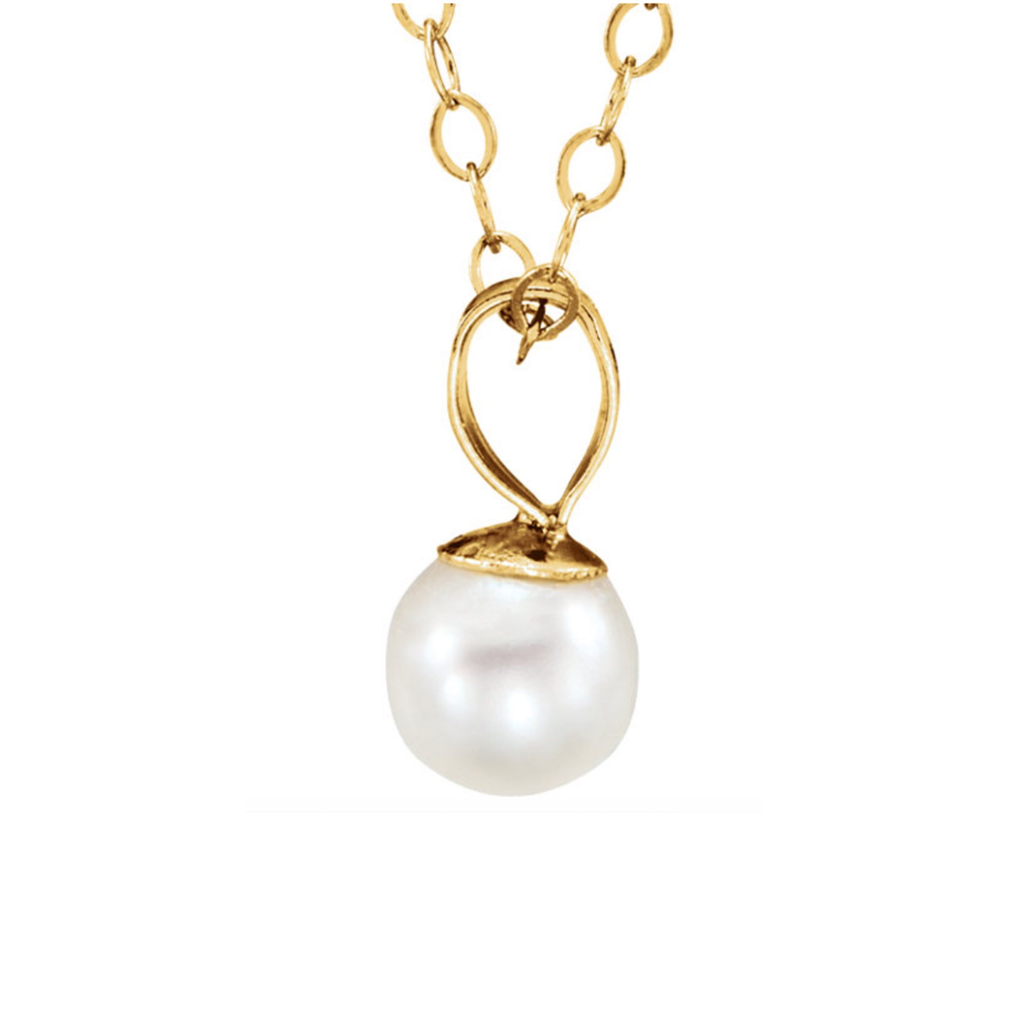 Pearl Drop Necklace in White, Yellow or Rose Gold - Talisman Collection Fine Jewelers