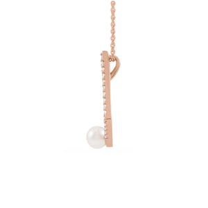 Pearl and Diamond Geometric Necklace in White, Yellow or Rose Gold - Talisman Collection Fine Jewelers