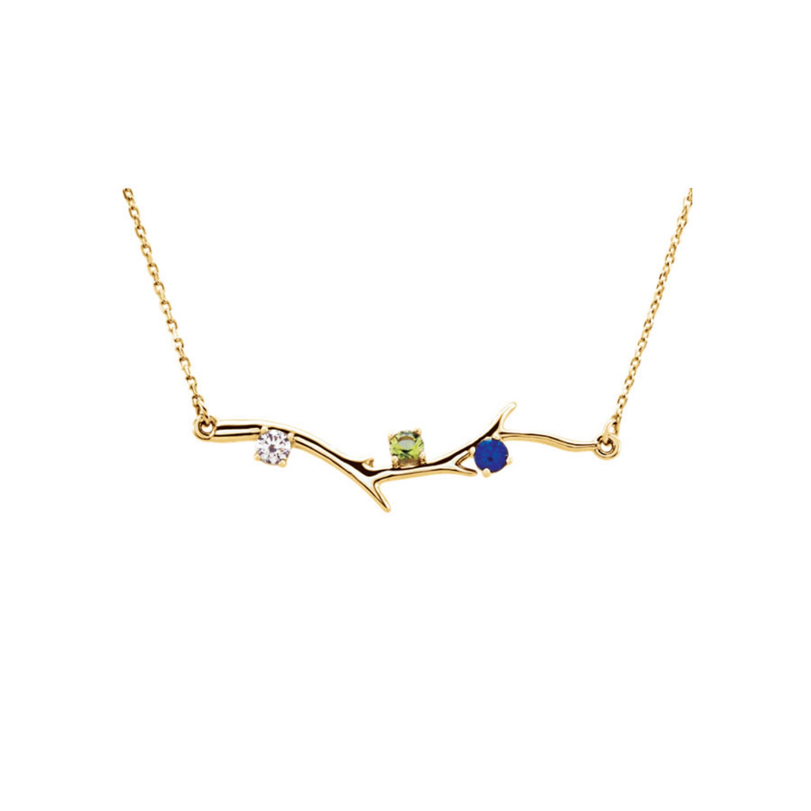 Custom 14k Gold 3-Stone Family Branch Necklace - Talisman Collection Fine Jewelers