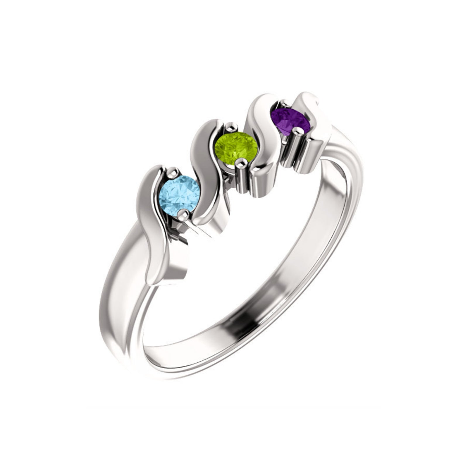 Custom 14k Gold 3-Stone Family Ring - Talisman Collection Fine Jewelers