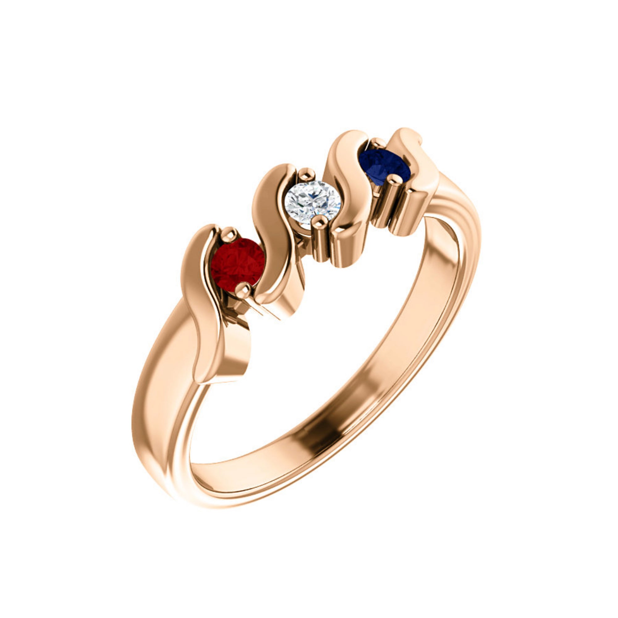 Custom 14k Gold 3-Stone Family Ring - Talisman Collection Fine Jewelers