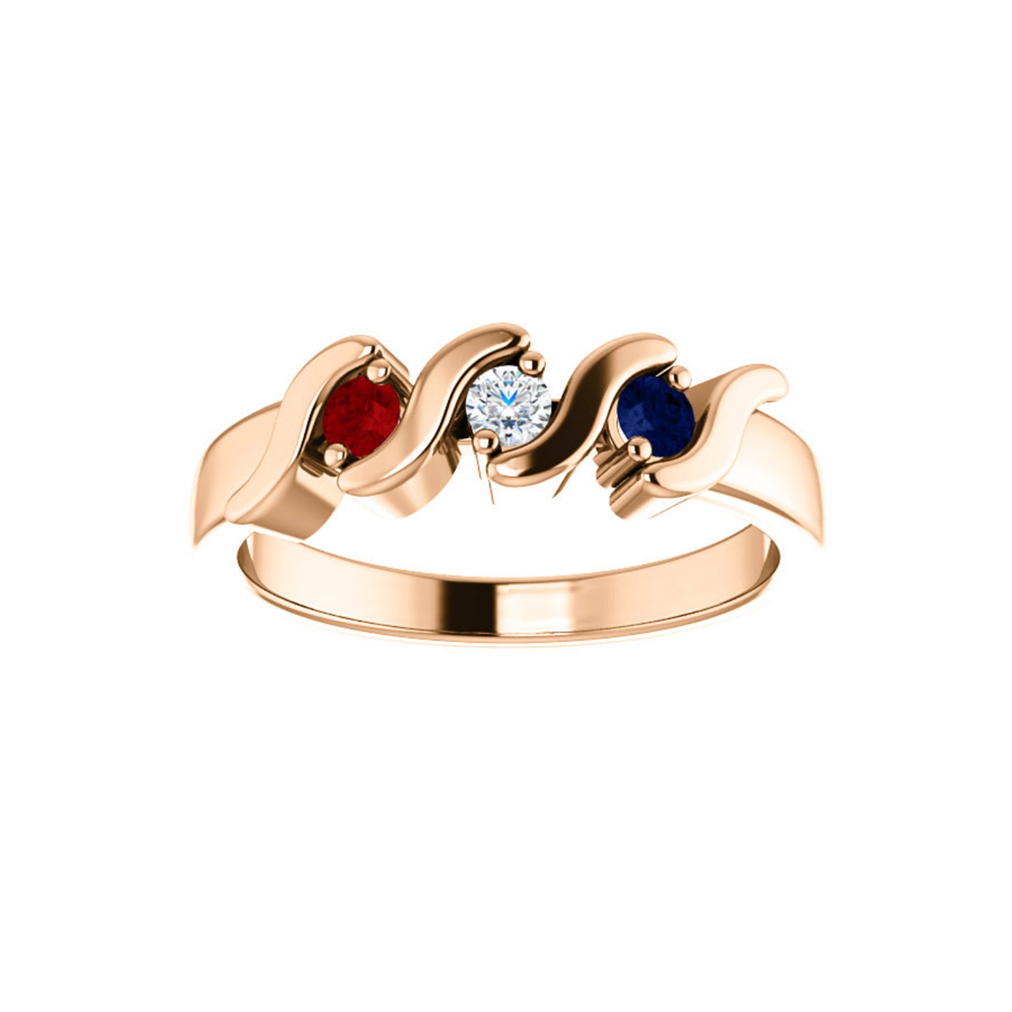 Custom 14k Gold 3-Stone Family Ring - Talisman Collection Fine Jewelers