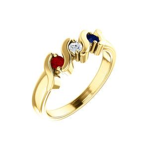 Custom 14k Gold 3-Stone Family Ring - Talisman Collection Fine Jewelers