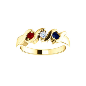 Custom 14k Gold 3-Stone Family Ring - Talisman Collection Fine Jewelers