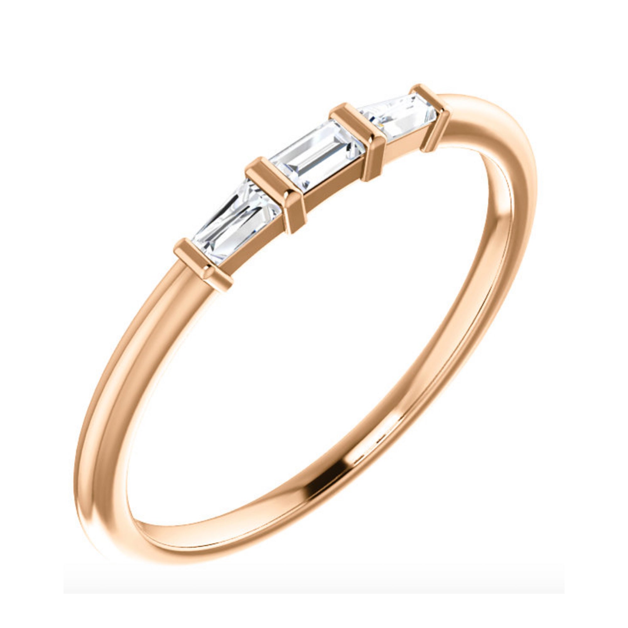 Diamond Baguette 3-Stone Ring in White, Yellow or Rose Gold - Talisman Collection Fine Jewelers