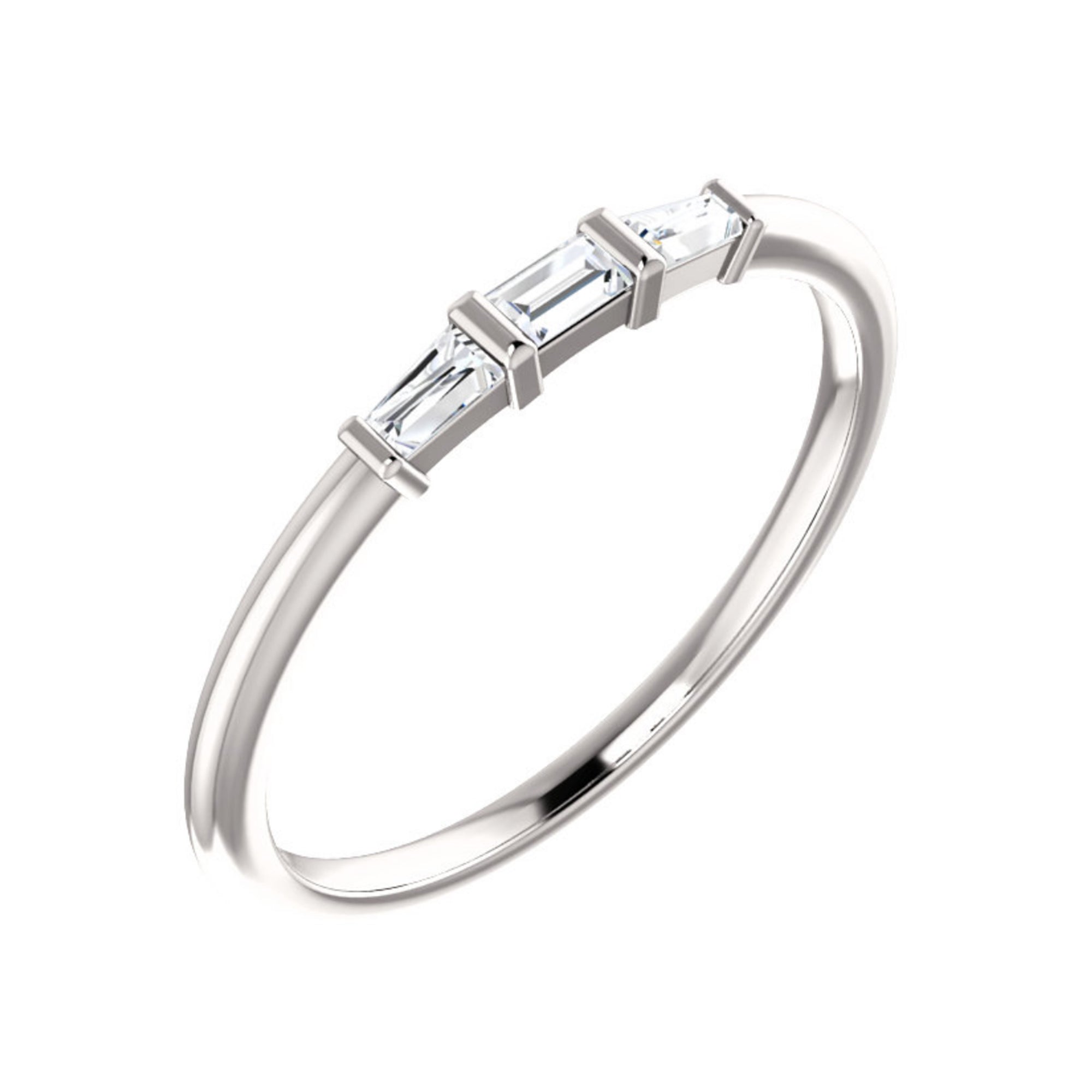 Diamond Baguette 3-Stone Ring in White, Yellow or Rose Gold - Talisman Collection Fine Jewelers