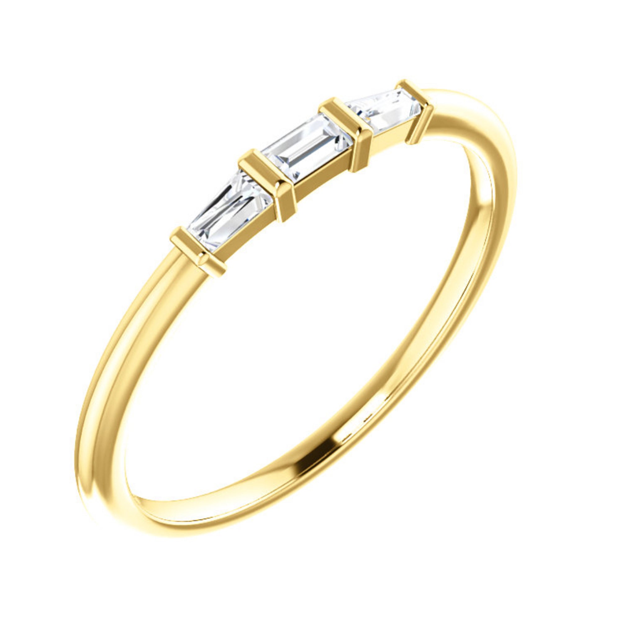 Diamond Baguette 3-Stone Ring in White, Yellow or Rose Gold - Talisman Collection Fine Jewelers