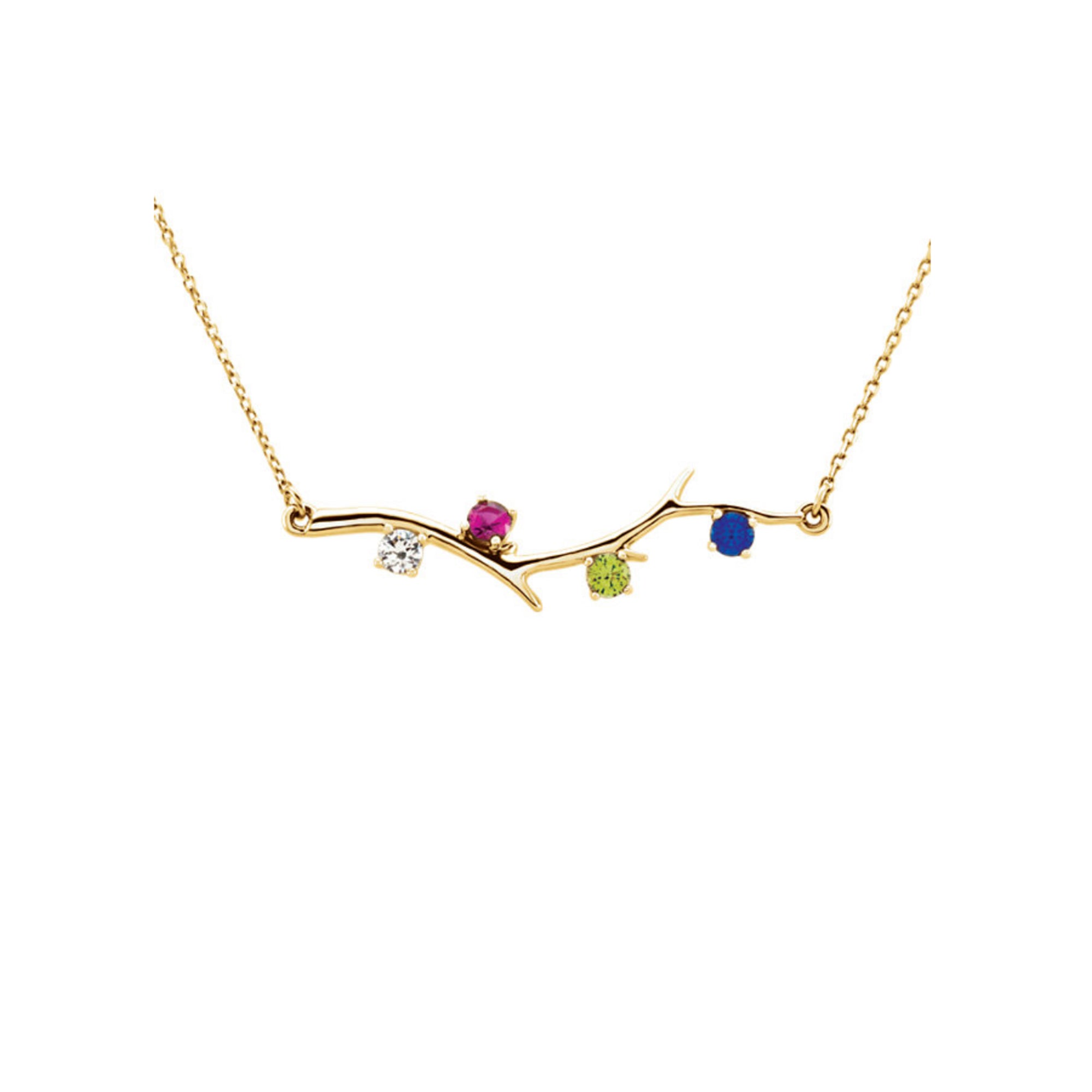 Custom 14k Gold 4-Stone Family Branch Necklace - Talisman Collection Fine Jewelers