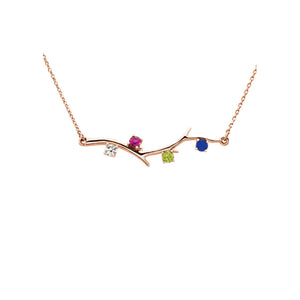 Custom 14k Gold 4-Stone Family Branch Necklace - Talisman Collection Fine Jewelers