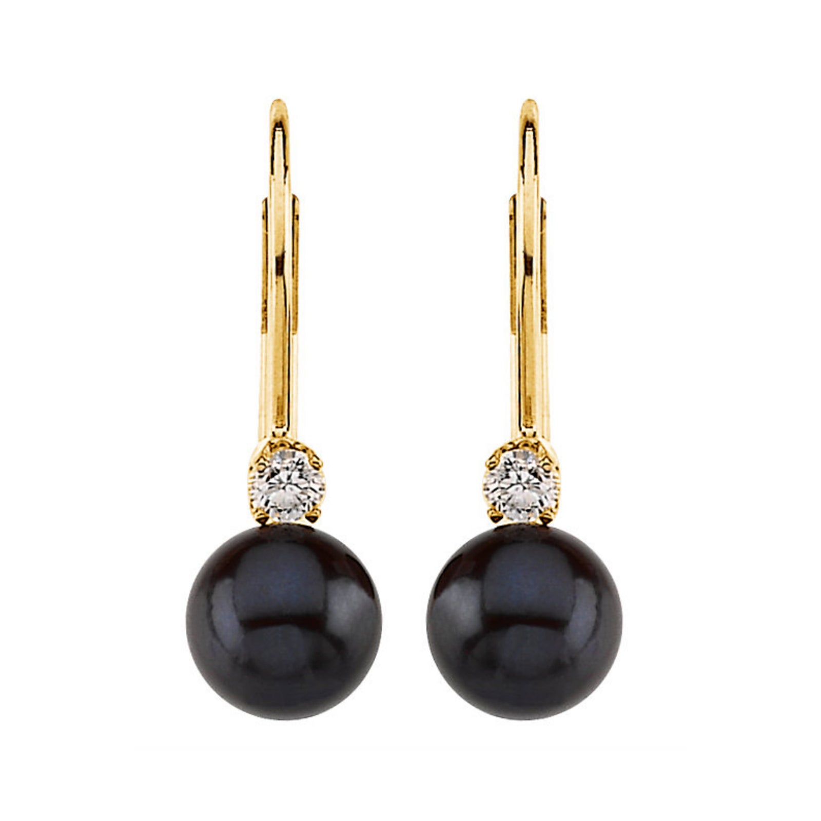Akoya Cultured Pearl & Diamond Lever Back Earrings - Talisman Collection Fine Jewelers