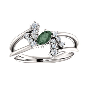 Alexandrite and Diamond Bypass Ring in White, Yellow or Rose Gold - Talisman Collection Fine Jewelers