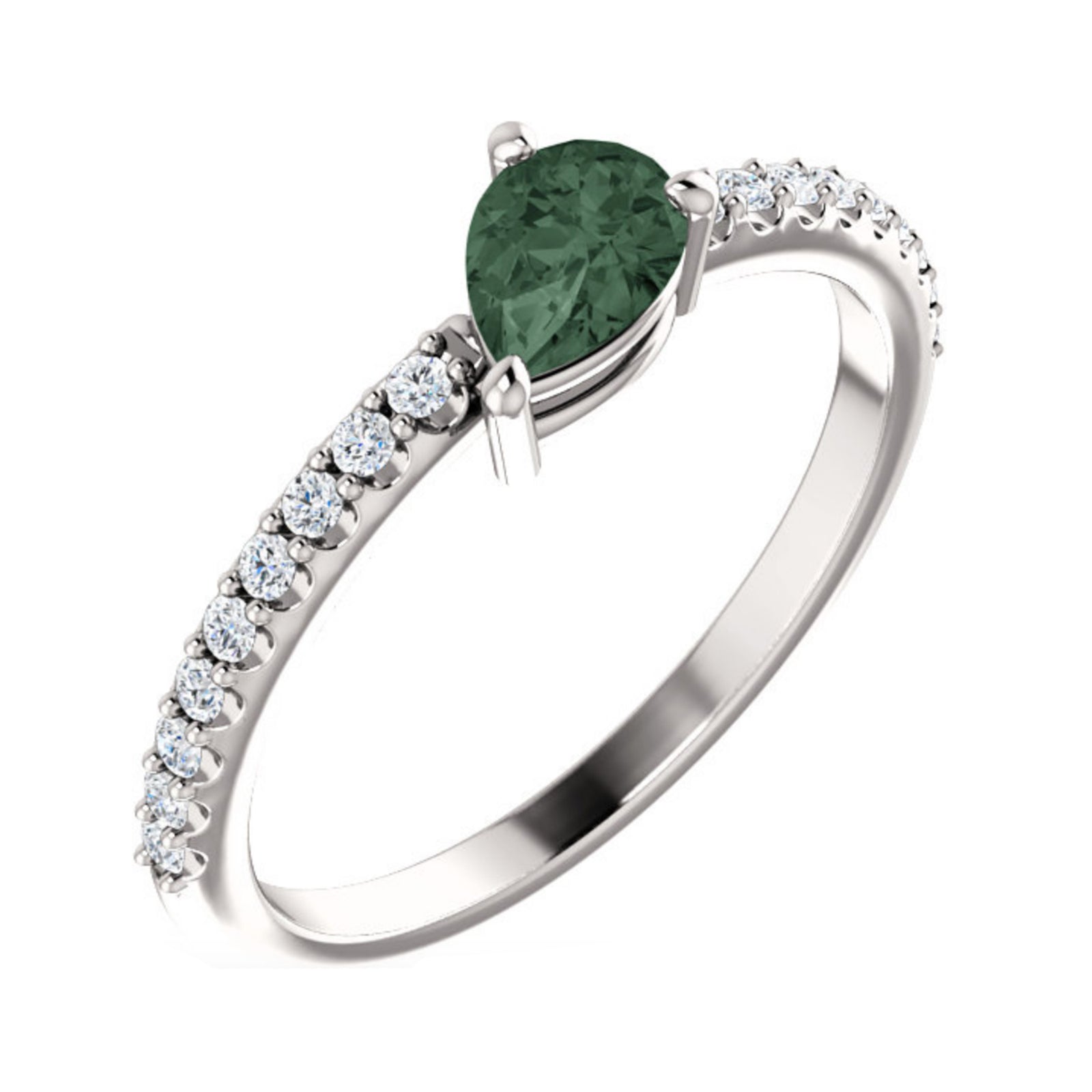 Pear-Shaped Alexandrite and Diamond Ring in White, Yellow or Rose Gold - Talisman Collection Fine Jewelers