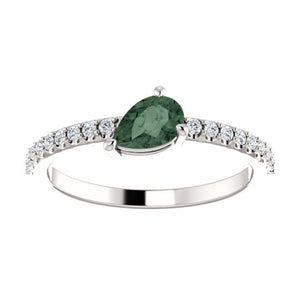 Pear-Shaped Alexandrite and Diamond Ring in White, Yellow or Rose Gold - Talisman Collection Fine Jewelers