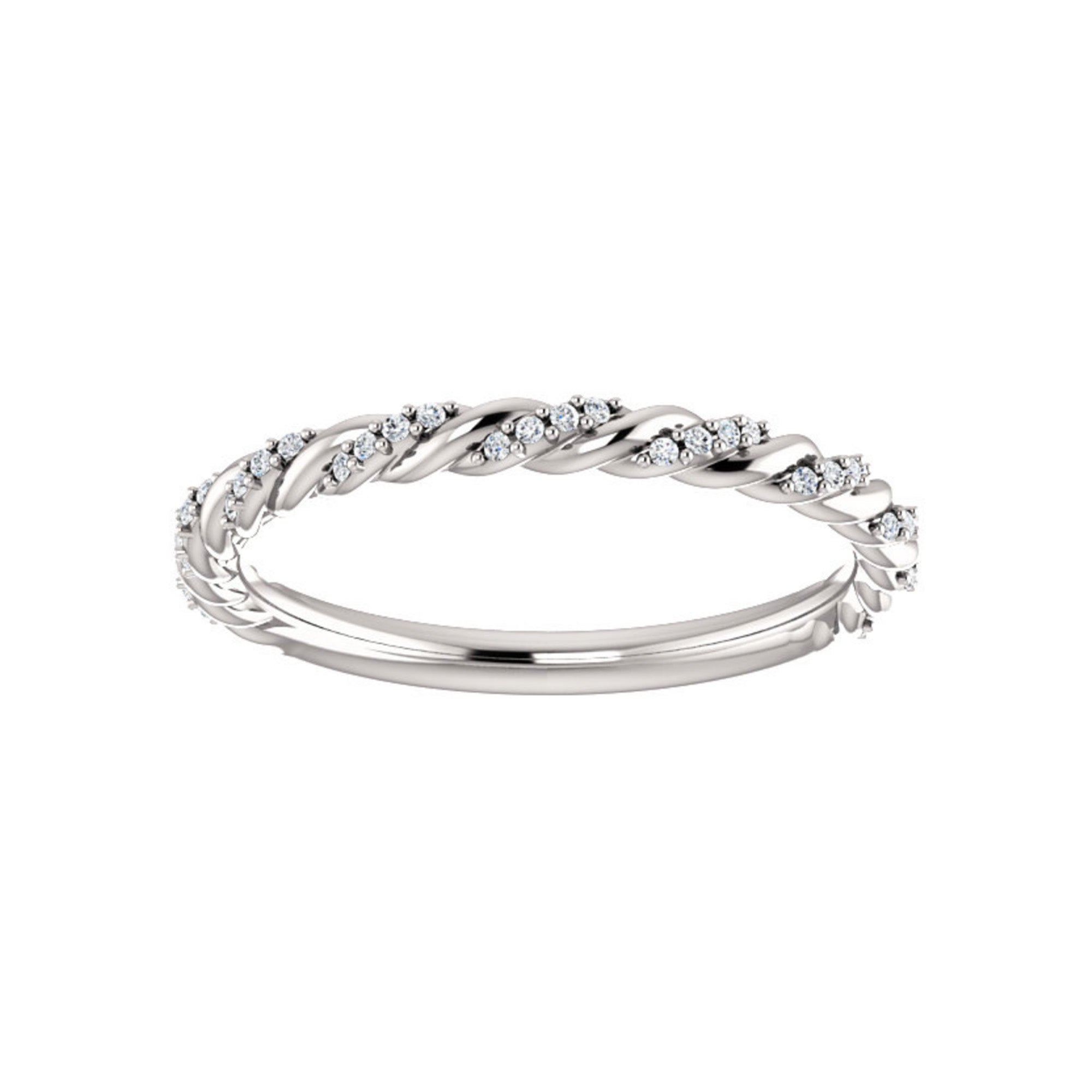 Pave Twisted Diamond Stack Band in White, Yellow or Rose Gold - Talisman Collection Fine Jewelers