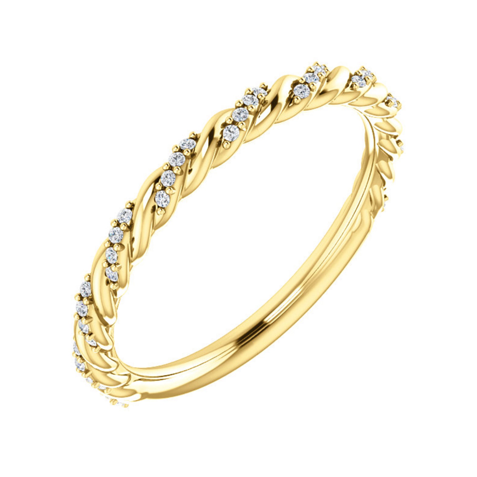 Pave Twisted Diamond Stack Band in White, Yellow or Rose Gold - Talisman Collection Fine Jewelers