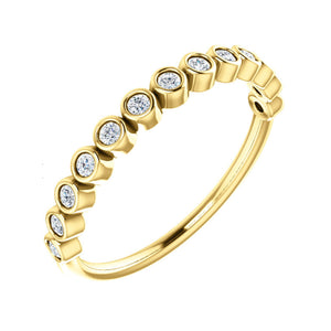 Bezel-Set Diamond Stack Band in White, Yellow or Rose Gold - Talisman Collection Fine Jewelers