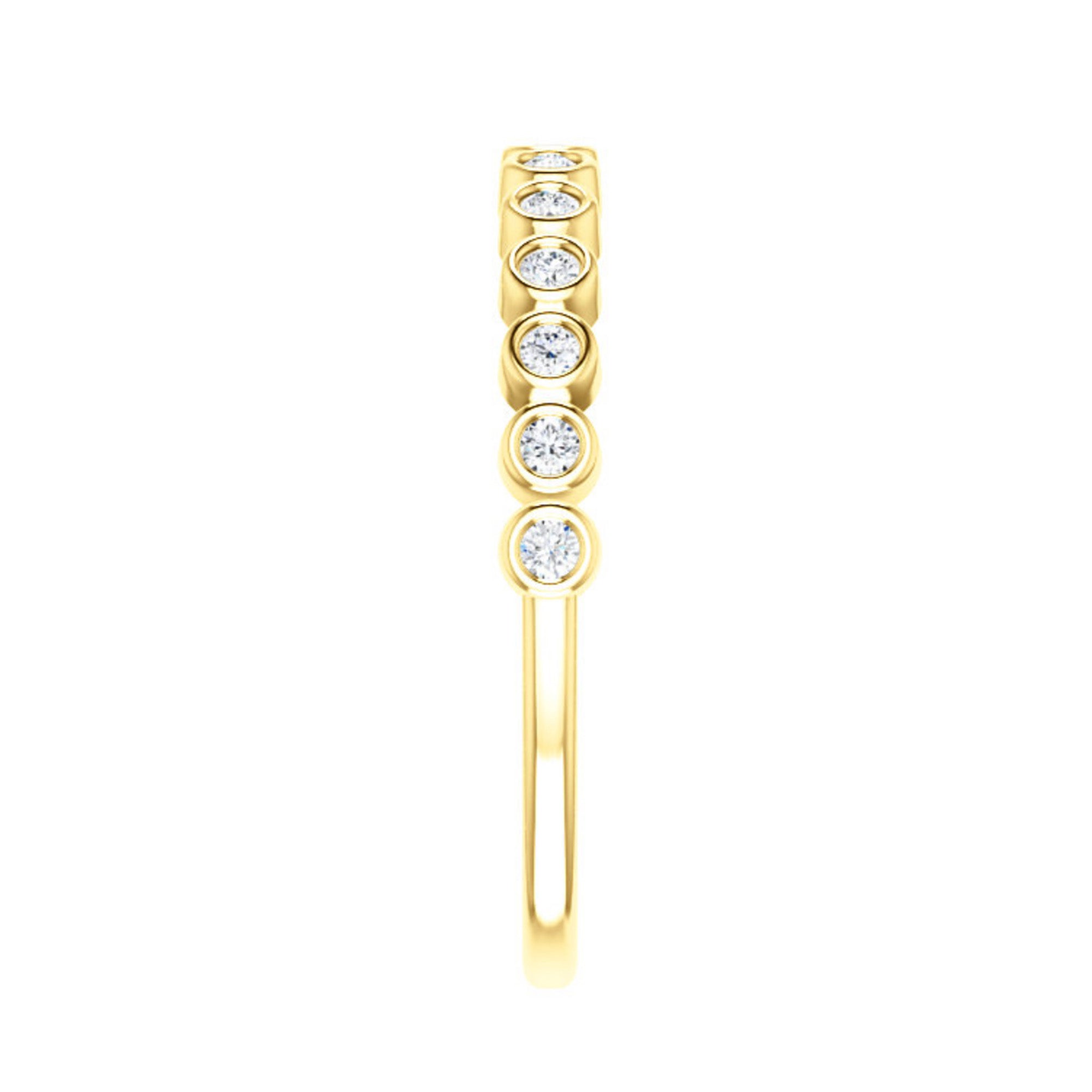 Bezel-Set Diamond Stack Band in White, Yellow or Rose Gold - Talisman Collection Fine Jewelers
