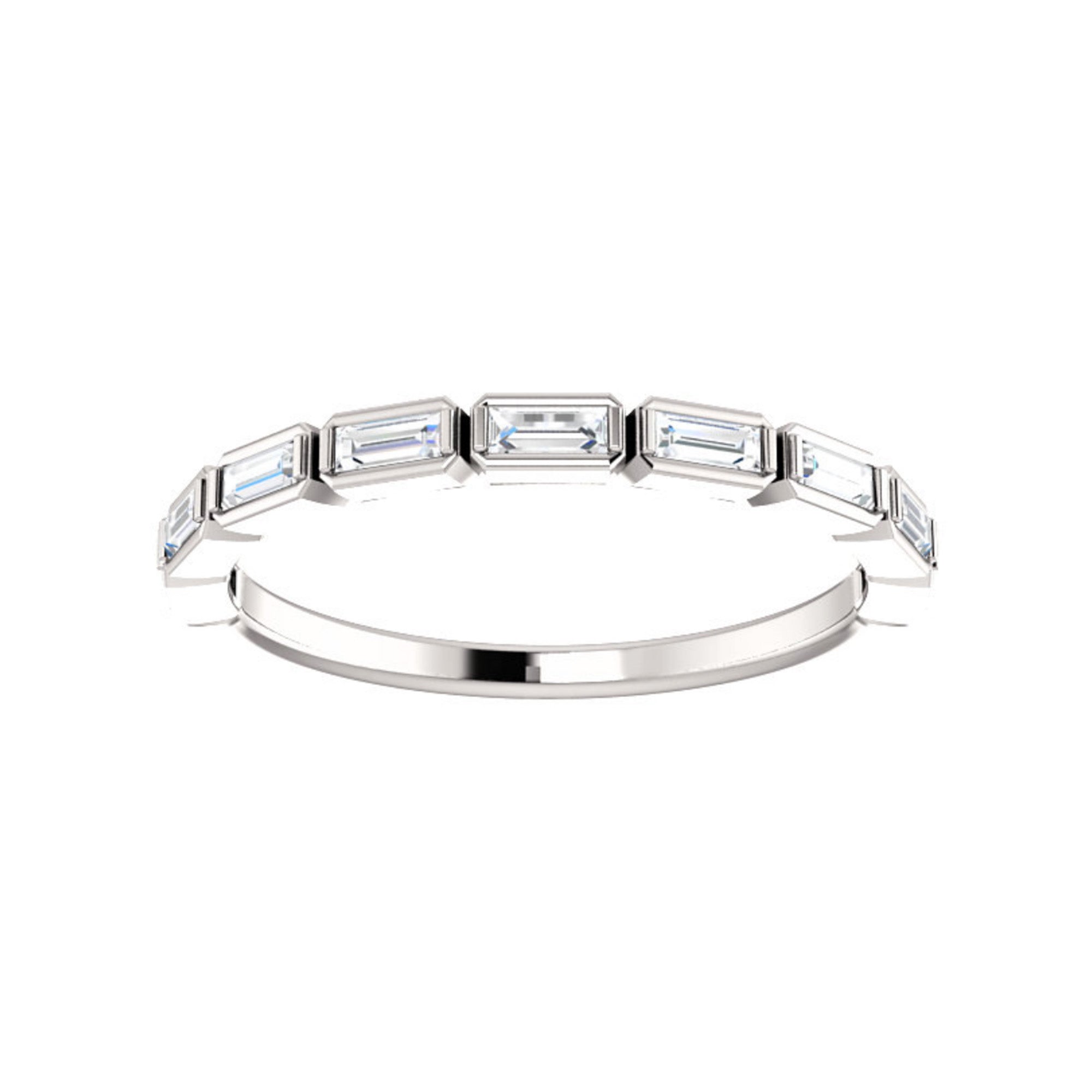 Bezel-Set Baguette Diamond Stack Band in White, Yellow or Rose Gold - Talisman Collection Fine Jewelers