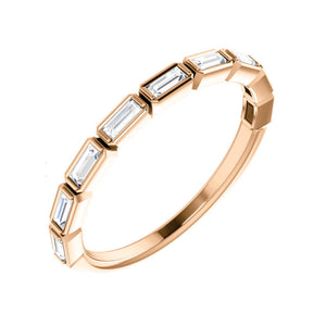 Bezel-Set Baguette Diamond Stack Band in White, Yellow or Rose Gold - Talisman Collection Fine Jewelers