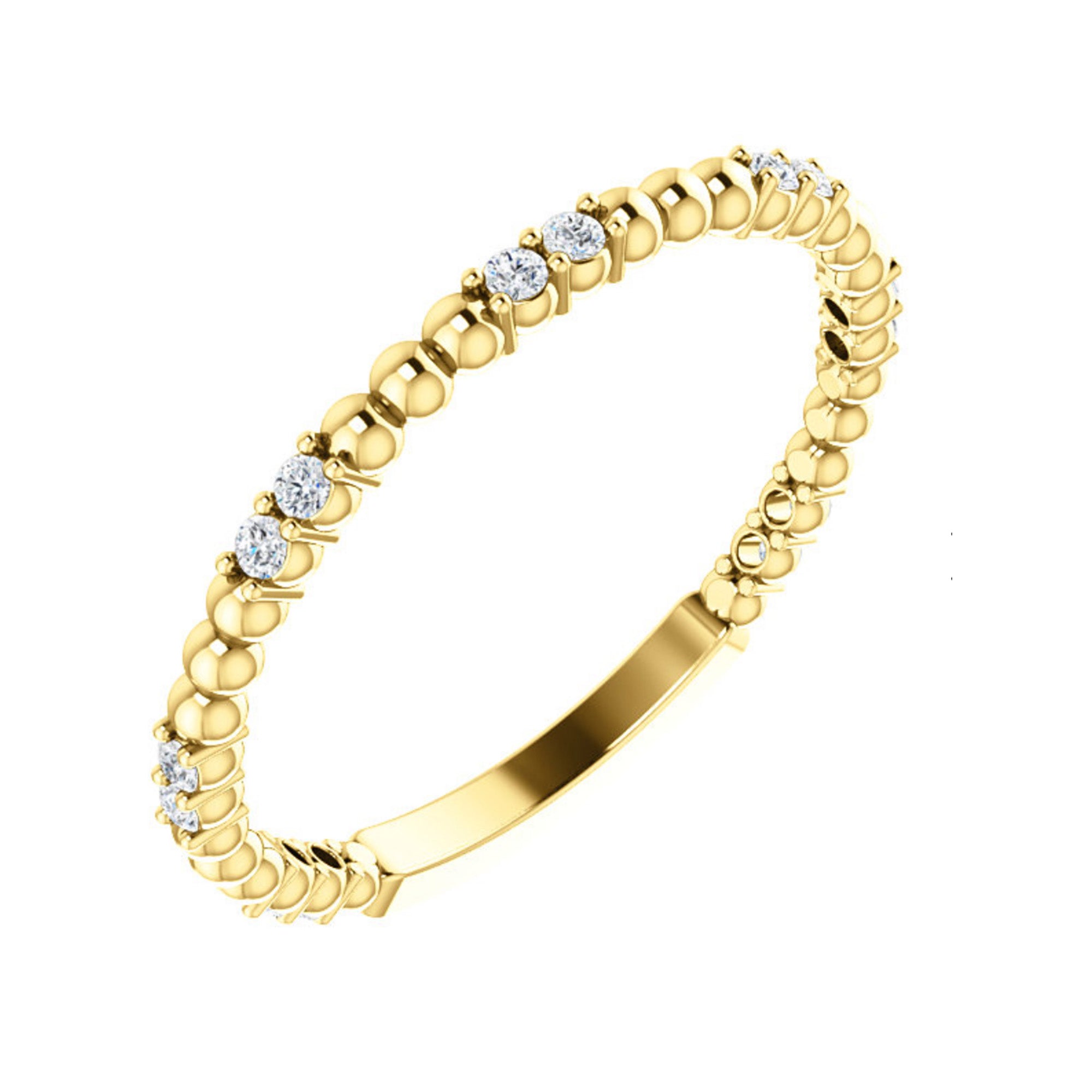 Alternating Diamond Bead Stack Band in White, Yellow or Rose Gold - Talisman Collection Fine Jewelers