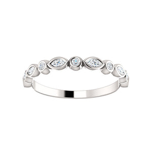 Marquise and Round 0.25 Carat Diamond Stack Band in White, Yellow or Rose Gold - Talisman Collection Fine Jewelers